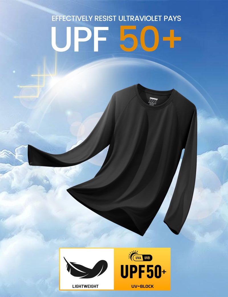MAGCOMSEN Shirts for Men Long Sleeve Athletic Running Workout UV Sun Fishing Rashguard Hiking Shirt Swim Gym UPF 50 Shirts Black - Image 3